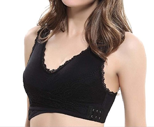 Sutiã esportivo feminino sem costura push-up condicionador corrida da Tootless, Preto, Large