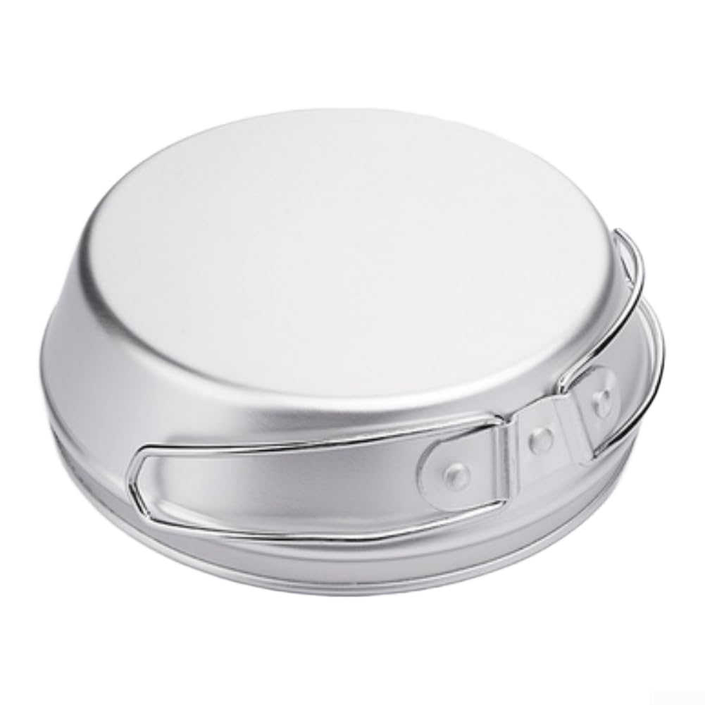 Set di pentole da campeggio in alluminio leggero, 3 pezzi, portatile, con manici pieghevoli, per escursioni