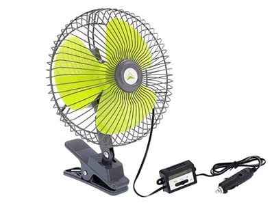 Wentylator 12 V do przyczep kempingowych, samochodów kempingowych, furgonetek, uchwyt na klips, Ø 17 cm