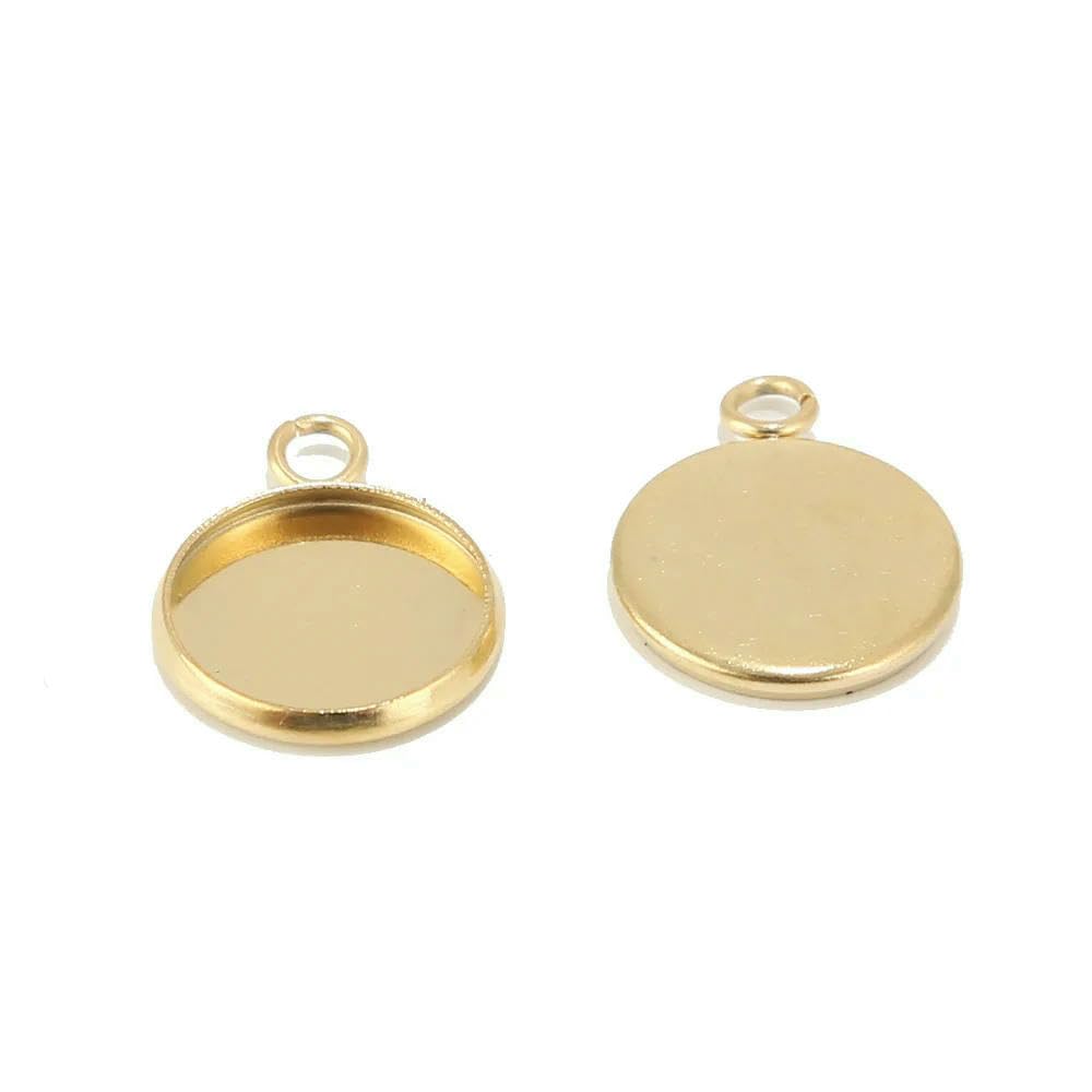TPIONEER 10pcs Stainless Steel Gold Vertical Cabochon Base Tray Bezels Blank Setting Supplies For Jewelry Making Findings Bracelet Charms