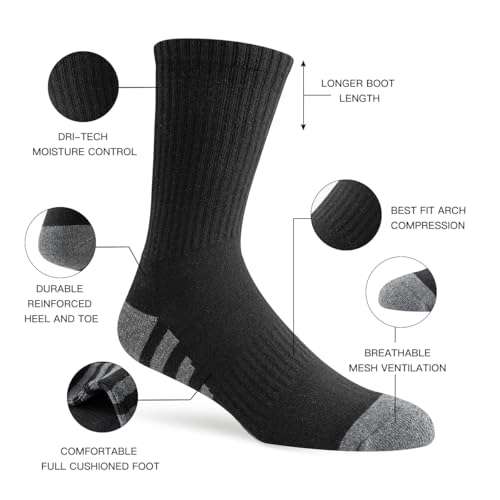 JOYNÉE 8 Pairs Mens Crew Work Cushion Socks Long Athletic Running Socks Workout Breathable Socks2