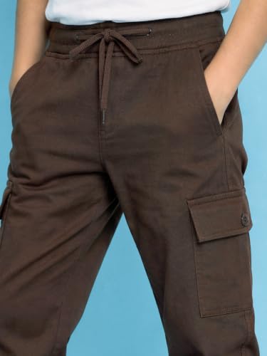 Image of KiddoPanti Boys Cotton Joggers | 100% Cotton Single Jersey | 2 Side Cargo Pockets with Flap | Elasticated Waist Band with Functional Drawcord | Soft & Breathable Track Pants