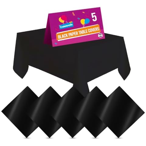 SOL 5pk Black Paper Table Covers for Parties Cover