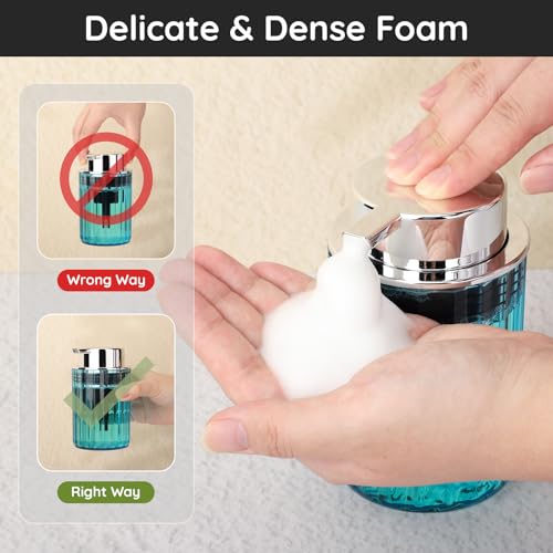 Image of Segbeauty 10oz Plastic Blue Refillable Foaming Hand Soap Dispenser 2pcs, 300ml Empty Foam Bottle Container, Face Wash Foam Pump Bottle for Kitchen, Shaving Foaming Bathroom Countertop Soap Dispensers