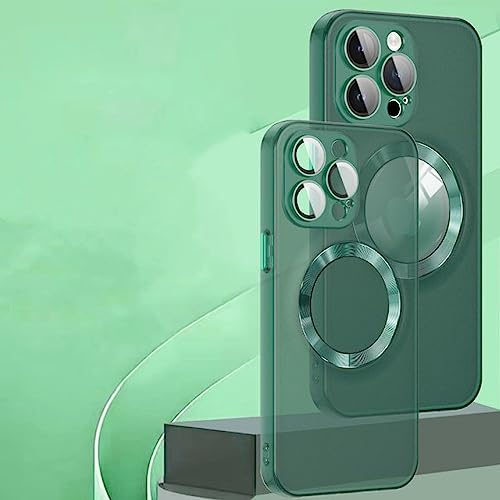 Funda magnética para iPhone 12 Pro verde mate compatible con carga inalámbrica