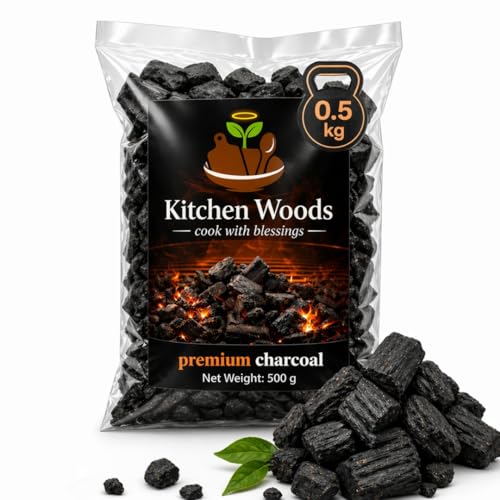 Image of Eco-Friendly Natural Wood Charcoal 500 GMS| Long Burning Coal & Air Purifier Koyla for BBQ, Grilling, Cooking, Pooja, Dhoop, Havan & Gardening | Activated Charcoal for Indoor Plants