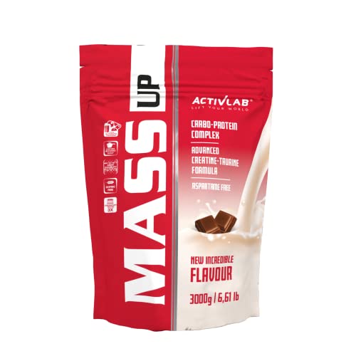 ACTIVLAB - Proteína de Suero de Leche con Creatina y Taurina - 3 kg Chocolate - Fomenta Desarrollo de Masa Muscular - Potencia el Rendimiento - MASS UP
