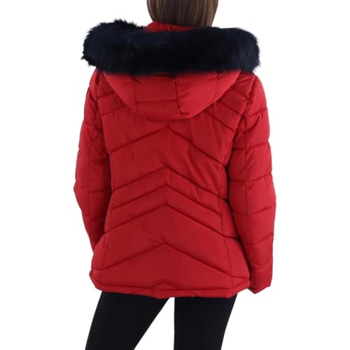 Tommy Hilfiger Women's Contrast Zipper Fur Hood Short Puffer Jacket2