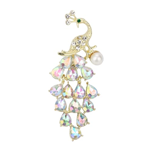 Brooch Pin for Women Rhinestone Peacock Crystal Delicate Animal Brooch
