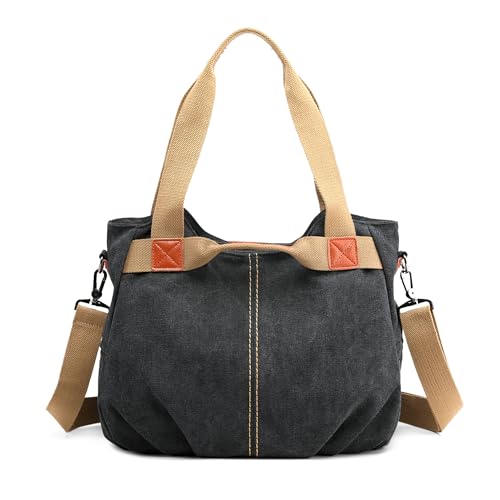 Moda Borsa Da Donna Casuale Tracolla Viaggio Tela Messaggero Multifunzione Retrò Nero