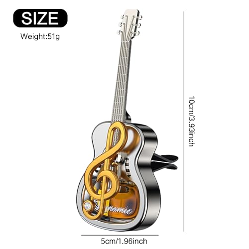 Image of 2025 Guitar Car Air Freshener Diffuser Vent Clip Perfume Mini Portable Diffuser Automobile Dashboard Decoration Automobile Air Conditioner Decoration(no perfume) (golden, medium,Without perfume)