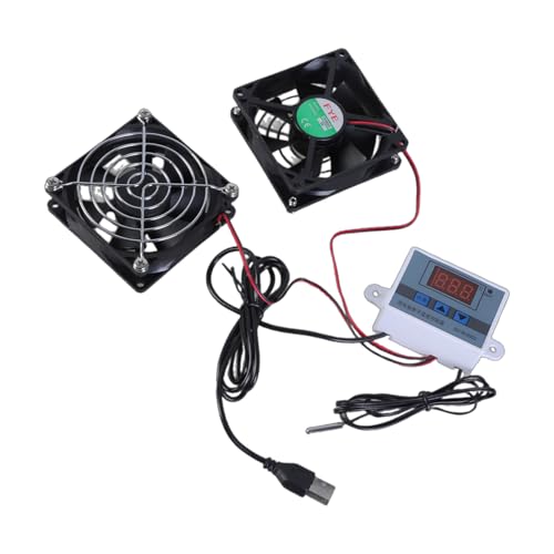 QIEIEI 80mm USB Powered Quiet Cabinets Cooling Fan with Adjustable Thermostat Control for Cabinets Pet Kennels Router Coolers