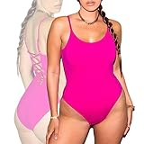 IVYDREVER Sculpting Corset Swimsuits, Sculpting Corset Swimsuit for Women, Body Shaper for Women Tummy Control Thong Rose Red