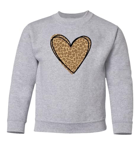 Leopard Plaid Heart Valentines Day Tee Romantic Gift Youth Crewneck Sweatshirt