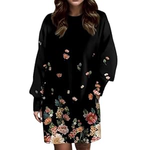 Women'S Black Dress Fashion Casual Dress Long Sleeve Round Neck Pocket Printed Dress, S-3Xl 3 41+z1u qjol. sl500 . ss300