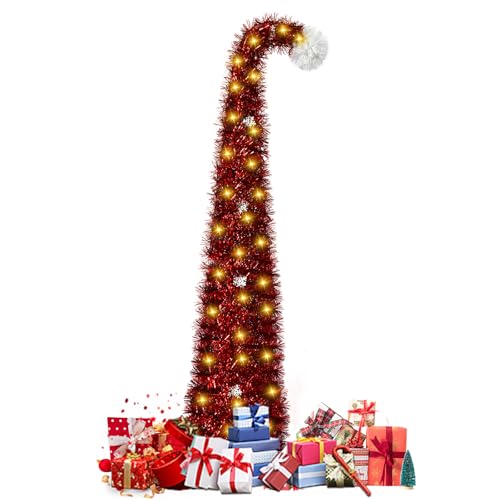 TOWEBOORY クリスマスツリー 150cm ポップアップ式 豊富なオーナメント付き 折りたためるクリスマスツリー スリム型 5mLED飾りライト Christmas tree 組立簡単 収納便利 クリスマス飾り 屋内 商店 部屋 クリスマスグッズ (03)