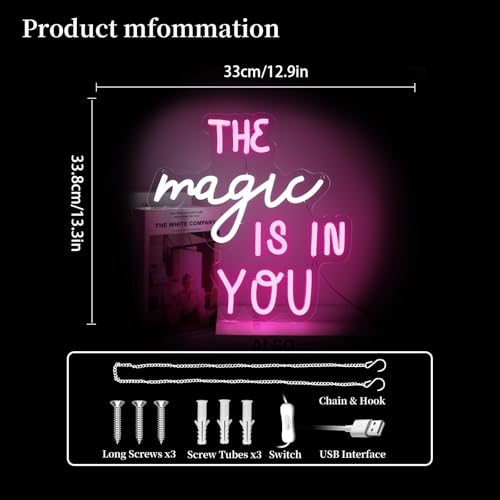 Image of The Magic Is In You Neon Sign Led Neon Lights Neon Signs for Wall Decor Light Up Sign for Birthday Party Club Gift