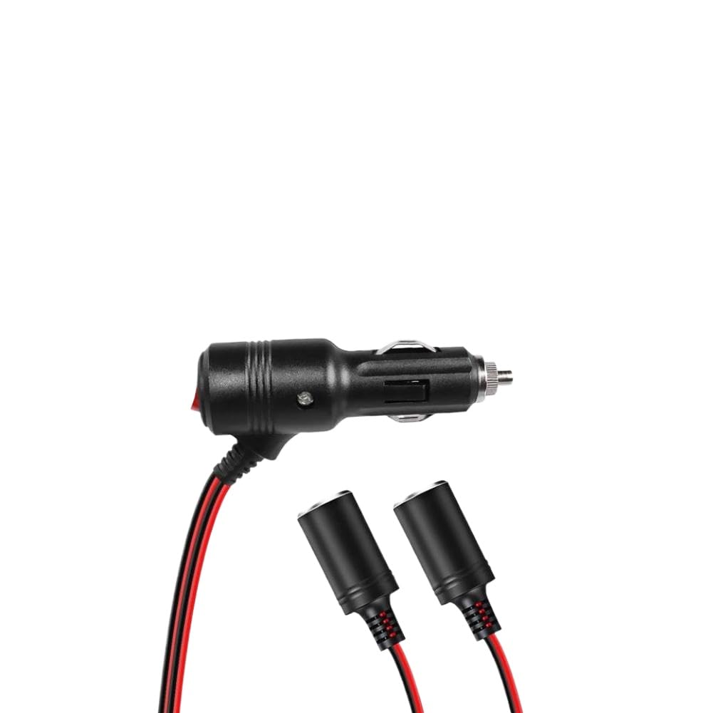 Adaptador Divisor Universal De Encendedor De Coche con Interruptor 1 Macho A 2 Hembras Fusibles 15A para Vehículos 12V Y 24V