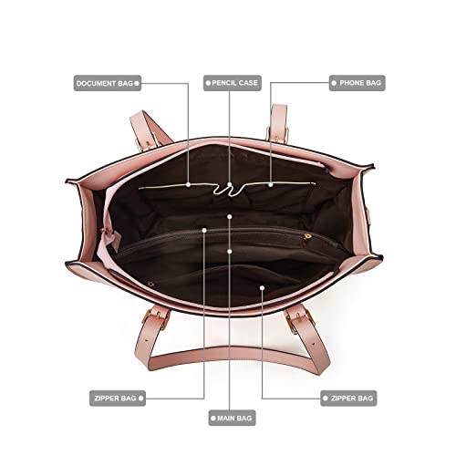 Image of Women Fashion Synthetic Leather Handbags Tote Bag Shoulder Bag Top Handle Satchel Purse Set