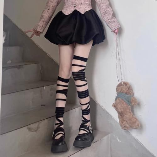 Image of 2 Pack Gothic Tights Stockings for Women Trashy Y2k Ripped Tights Women's Sheer Thigh High Socks