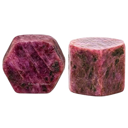 Image of Amazing Gemstone 2 Pieces Ruby Raw Crystals and Healing Stones, Natural Rocks for Tumbling and DIY Raw Stones and Crystals