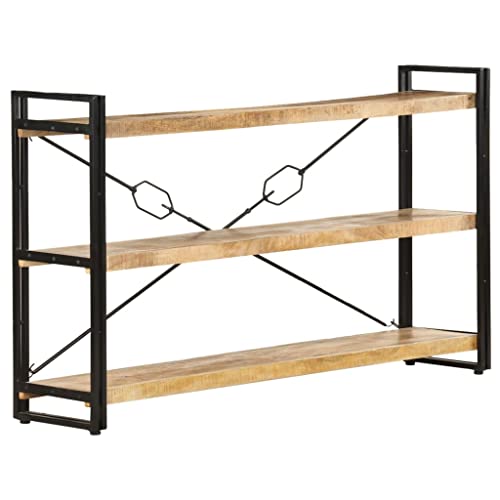 vidaXL Mangoholz Massiv Bücherregal 3 Fächer Industriestil Standregal Büroregal Wandregal Lagerregal Regal Haushaltsregal 140x30x80cm