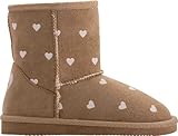 Coqui Botas de invierno para niña, botas Husky, botas de nieve, forro de piel, forro de piel, botas de niña forradas 172/173, Corazones marrones, 27 EU