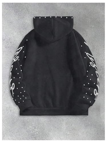 SOLY HUX Men's Y2k Zip Up Hoodie Rhinestone Sparkly Graphic Hooded Sweatshirt Jacket Grunge Streetwear2