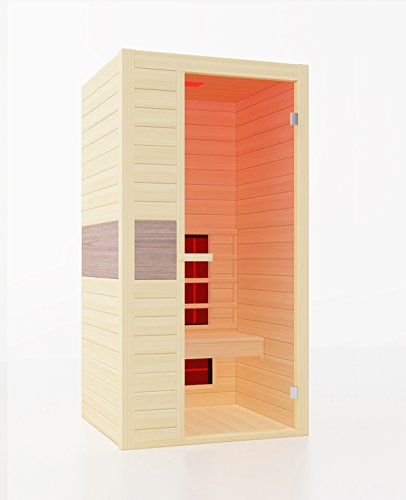 Preisvergleich Produktbild INTERLINE 42250010 Infrarot-Wärmekabine, 1 Person, Kanadischer Hemlock inkl. Bluetooth Media Player, 98,6 x 93,8 x 190 cm