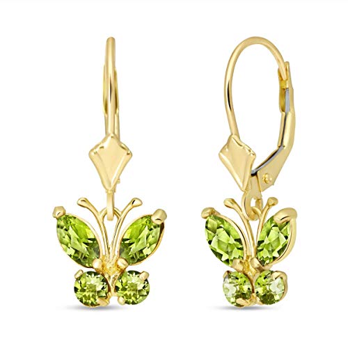 14k Yellow Gold Peridot Butterfly Earrings3
