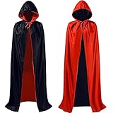 Tonsooze Cape de Vampire d'halloween, Cape réversible de Vampire Cape de Cape à Capuche Vampire Deguisement Adulte Enfant pour Halloween Fête Costumes de Cosplay, 150cm