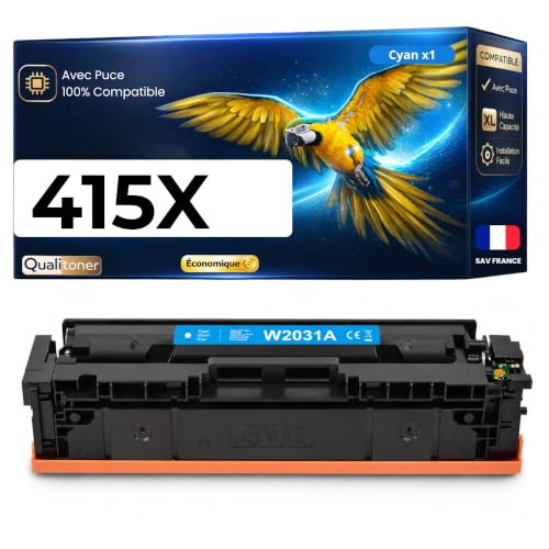 Toner W2031X 415X cyan 6000 pages avec puce pour des impressions couleur nettes et durables