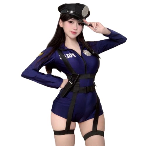 JasmyGirls Halloween Polizei Kostüm für Frauen Erwachsene Sexy Cop Cosplay Outfits Anime Swat Rollenspiel Unterwäsche Weibliche Polizistin Uniform