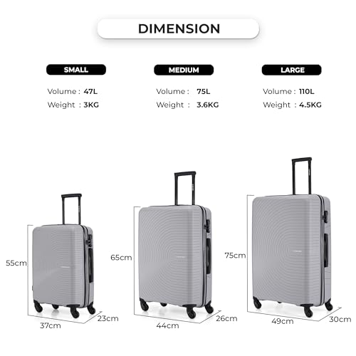 Image of Stony Brook by Nasher Miles Crescent Hard-Sided Polypropylene Check-in Luggage Silver Grey 24 inch |65cm Trolley Bag