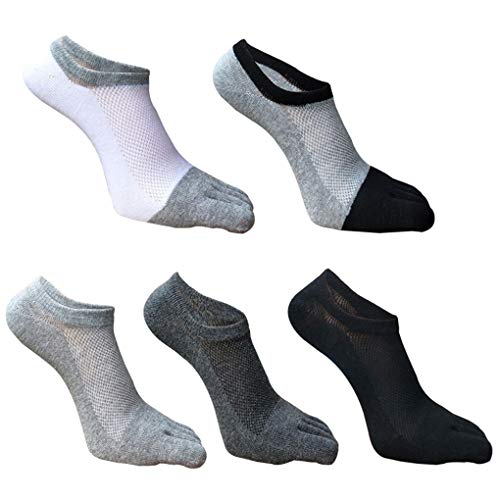 Antcher 5 Paar Herren-Zehensocken aus Baumwolle, niedrig geschnitten, atmungsaktiv, Fünf-Finger-Netzstoff, lässige Sportsocken Cover