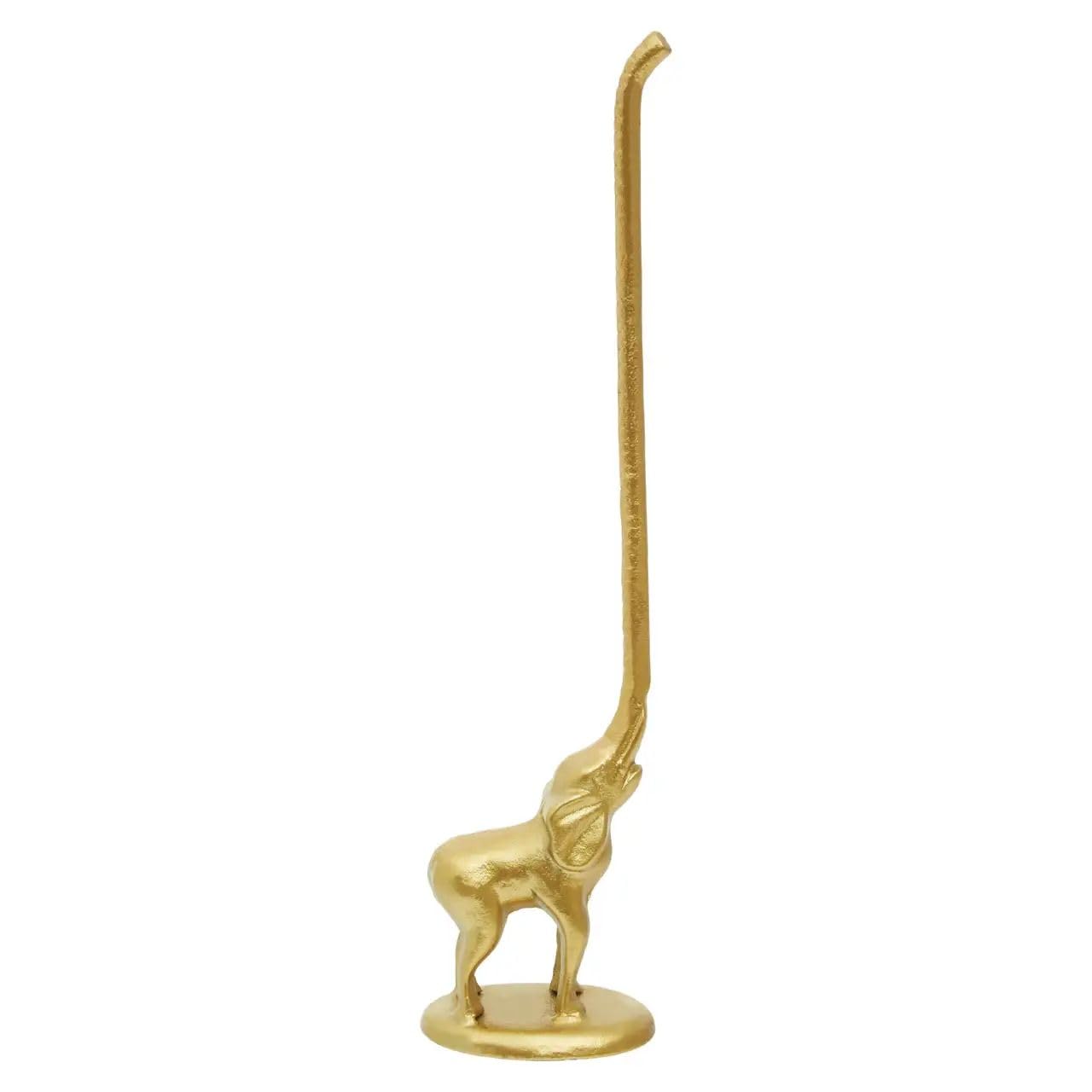 Toilet Roll Holder Elephant With Tail Figure Fauna Gold Free Standing Organiser