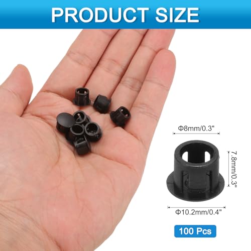 Image of uxcell 100pcs Nylon Plastic Hole Plugs, 2 /7 inch(8mm) Round Drill Screw Hole Plugs Covers Knockout Locking Plastic Plugs Insert End Caps for Kitchen Cabinet Furniture, Black