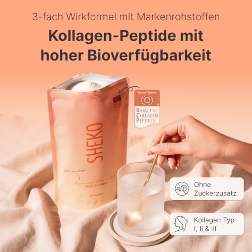 SHEKO Kollagen Pulver 450g – Collagen Hydrolysat Peptide Typ 1, 2, 3 – Ansicht 2