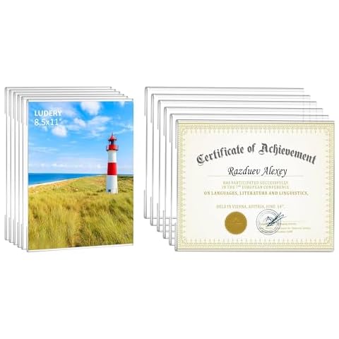 Ludery 8.5 x 11 Acrylic Picture Frames,Set of 6 Photo Frame for Wall - Vertical & Horizontal Cover
