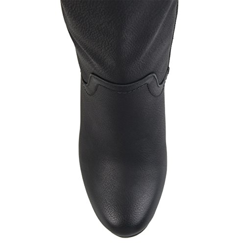 Brinley Co. Womens Regular and Wide Calf Round Toe Faux Leather Mid-calf Wedge Boots3