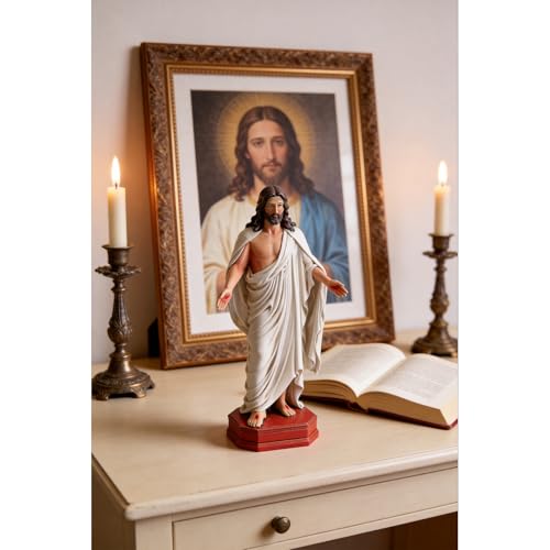 Estatua Resurrección de Cristo Católica 8 pulg Resina Pintada miniatura 4