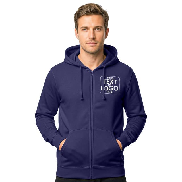 Stars and Stripes Personlised Zip Up Hoodie - Custom Print Any Name Text Logo Zoodie - Workwear Company Business Uniform Multicolor Zipped Hoody (Large Navy Blue)