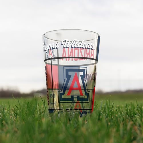 Image of Logo Brands NCAA oz Stained Glass Pint Glass - 3D Embossed Logo & Bold Team Colors - Durable Sports Fan Beer Glass for Home, Bar & Tailgates