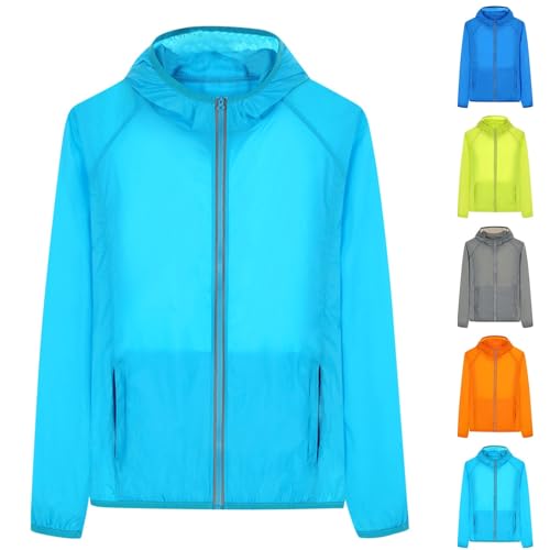 Giacca Impermeabile per Unisex Giacche a Vento Sportivo Cappotto con Cappuccio Cerniera Integrale Giacca Antivento Maniche Lunghe Cardigan Taglie Grandi Jacket Escursioni Giubbotto da Escursioni