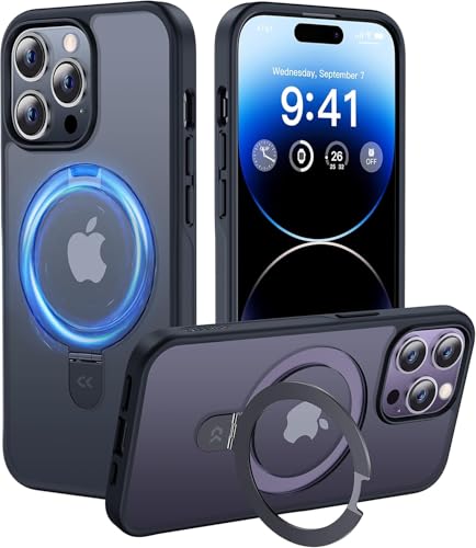 Image of iPhone 14 pro Magsafe Stand Case | Matte Design & 360 Protection | Military-Grade Apple iPhone 14 pro Cover | Ultra Premium - Black