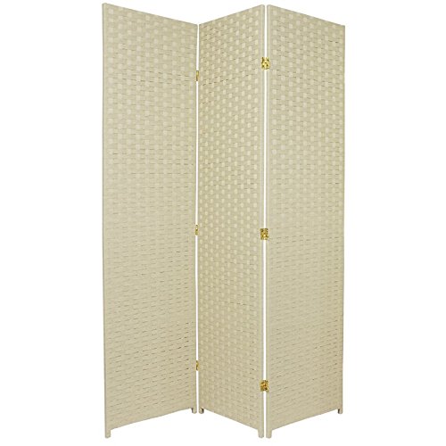 Oriental Furniture Low Cost Home Office Partition Divider, 6-Feet Woven Fiber Room Divider, 3 Panel, Cream