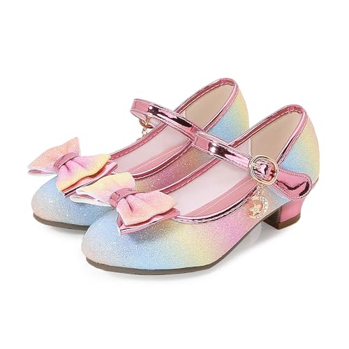 Bestgift Zapatos de tacón alto para niñas con cristales de princesa, multicolor, 20 EU