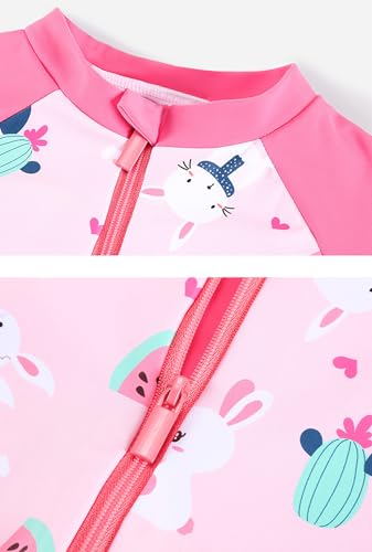 Image of Girls Swimsuit Girls One Piece Skirted Swimsuit Short Sleeve Floral Rash Guard Bathing Suit Swim Dress Swimwear