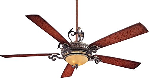 Minka-Aire F715-STW Downrod Mount, 5 Wood Finish Blades Ceiling fan with 104 watts light, Wood
