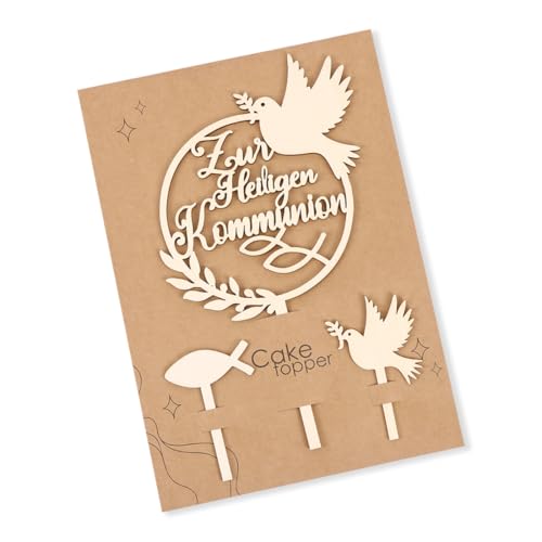 Kommunion Tortendeko Erste Heilige Kommunion Cake Topper Erstkommunion Tortendeko Holz Torten Topper Kommunion Taube Fisch Kuchen Deko Erstkommunion Deko Torte für Junge Mädchen
